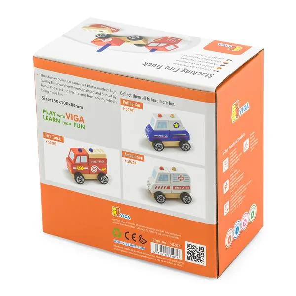 Деревянная пирамидка Viga Toys красная экологическая 16х9х16 см