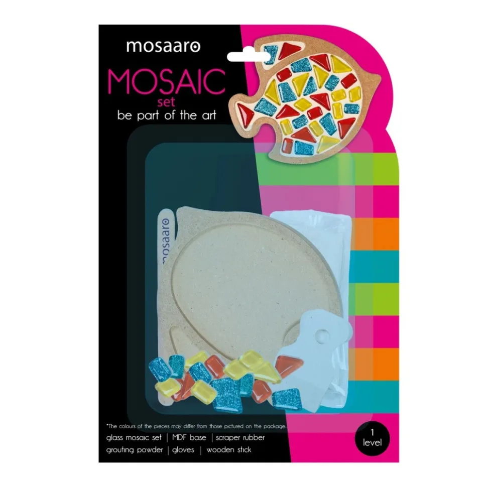 Дитячий набір для творчості Mosaaro МДФ 30х30 см Скляна мозаїка Рибка
