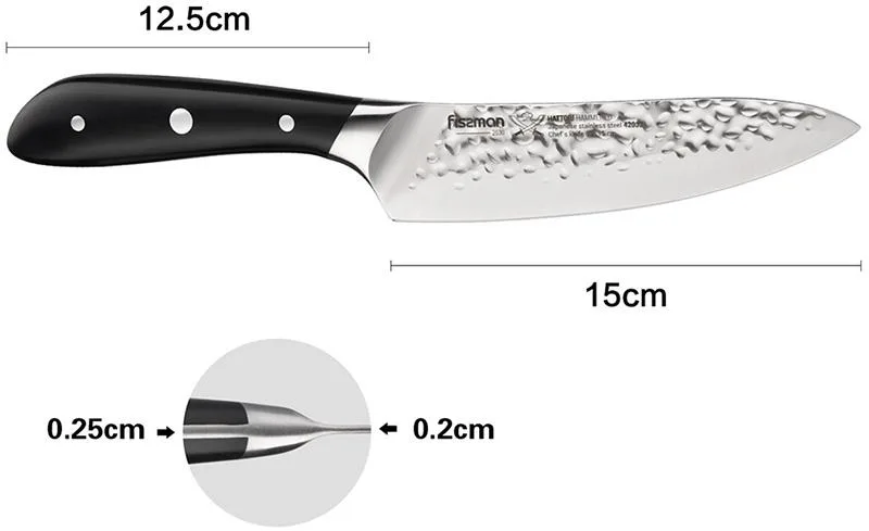 Ніж кухонний Fissman нержавіюча сталь 15 см hammered сріблястий