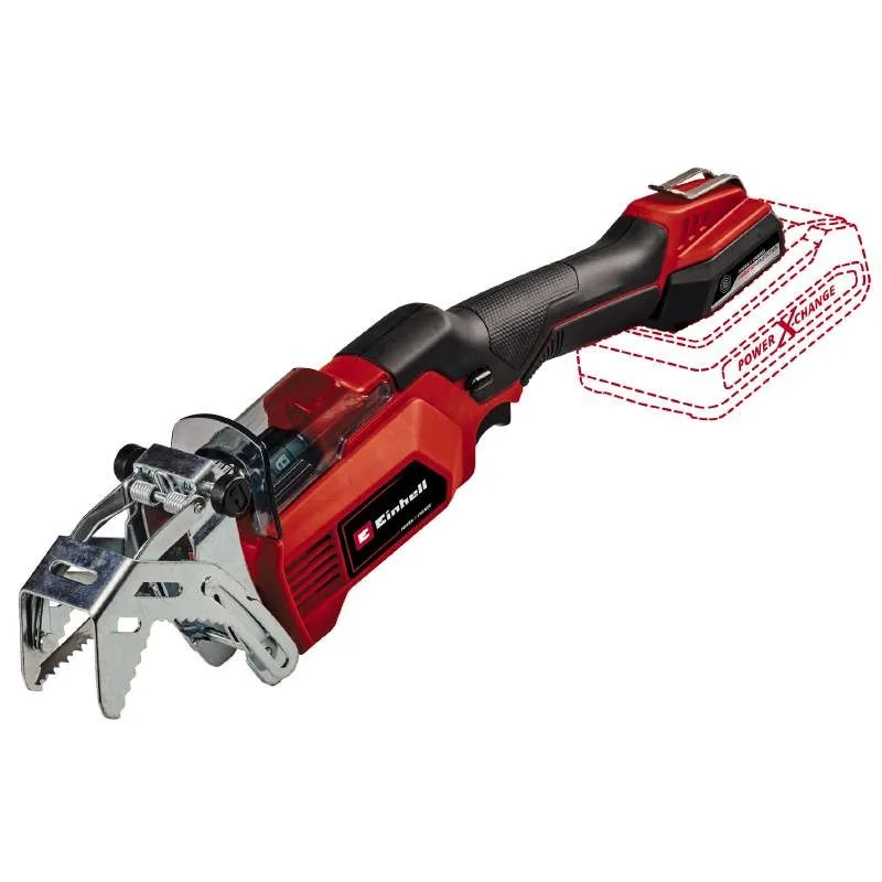 Акумуляторна шабельна пила Einhell X-Change GE-GS 18/150LI-Solo PXC 18В, пропил 100/80мм, хід 20мм, вага 1.28кг (без акумулятора)