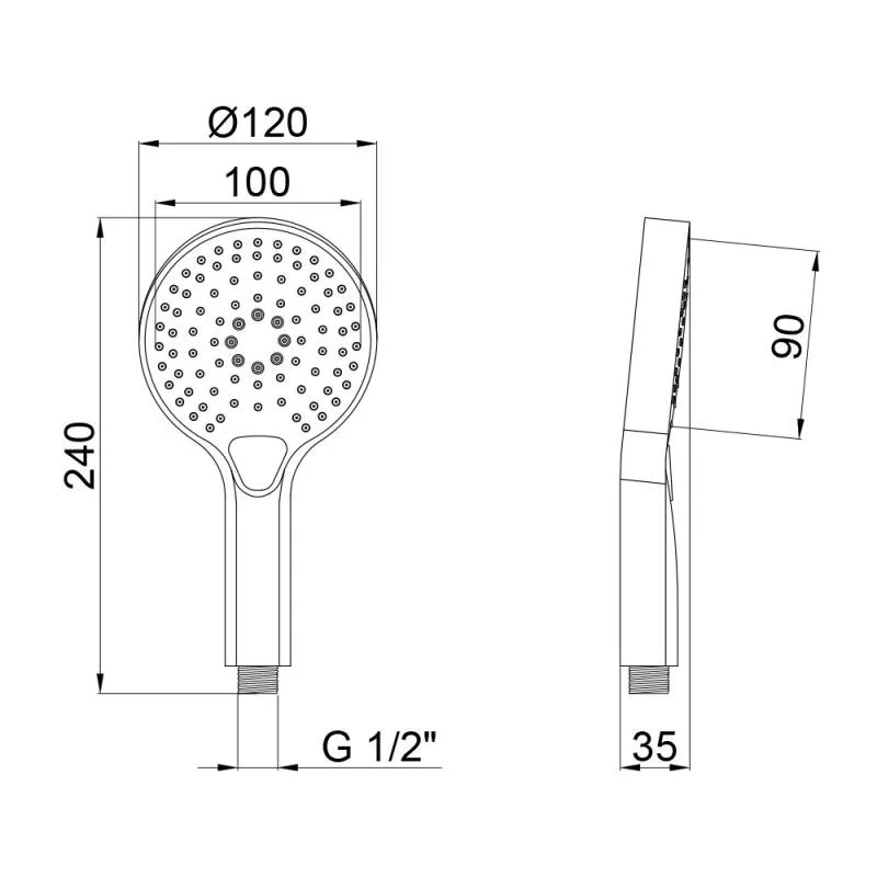 Лійка для ручного душу Qtap Rucni A120O3KBB 120 мм ABS чорна матова