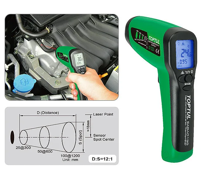 Пирометр бесконтактный инфракрасный Toptul EABA0155 30-550°C LCD черный