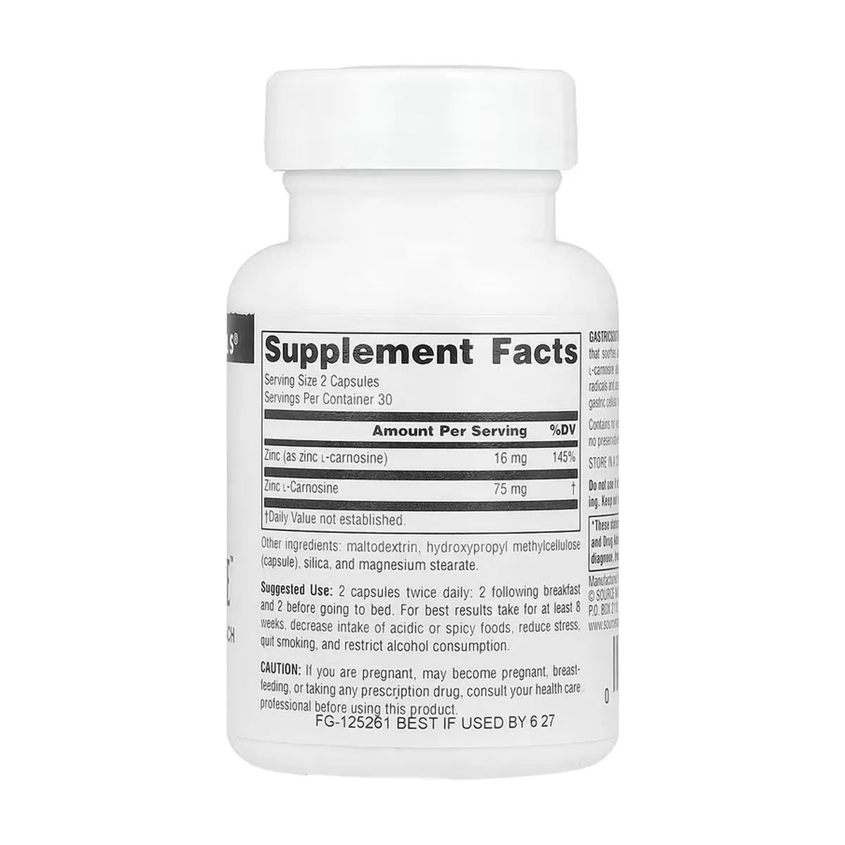 GastricSoothe Source Naturals капсули 60 шт цинк L-карнозин для захисту шлунка