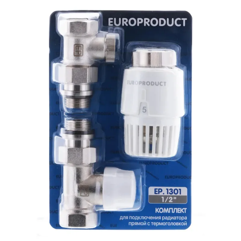 Комплект для підключення радіатора Europroduct Пластик Латунь 1/2 Білий