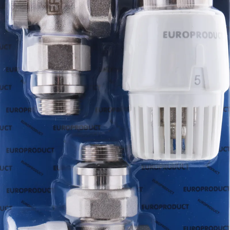 Кутовий комплект для підключення радіатора Europroduct Пластик Латунь 1/2 Білий