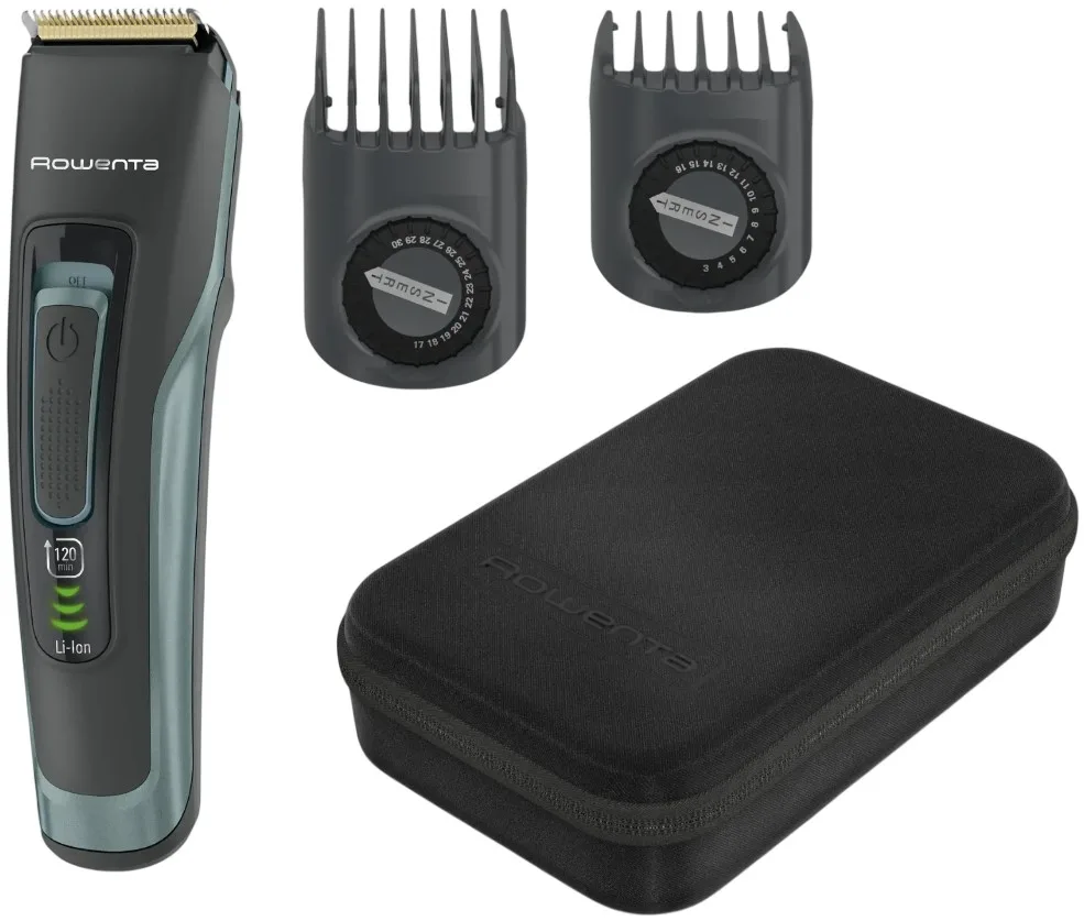 Машинка для стрижки Rowenta титанові леза 2 насадки темний зелений