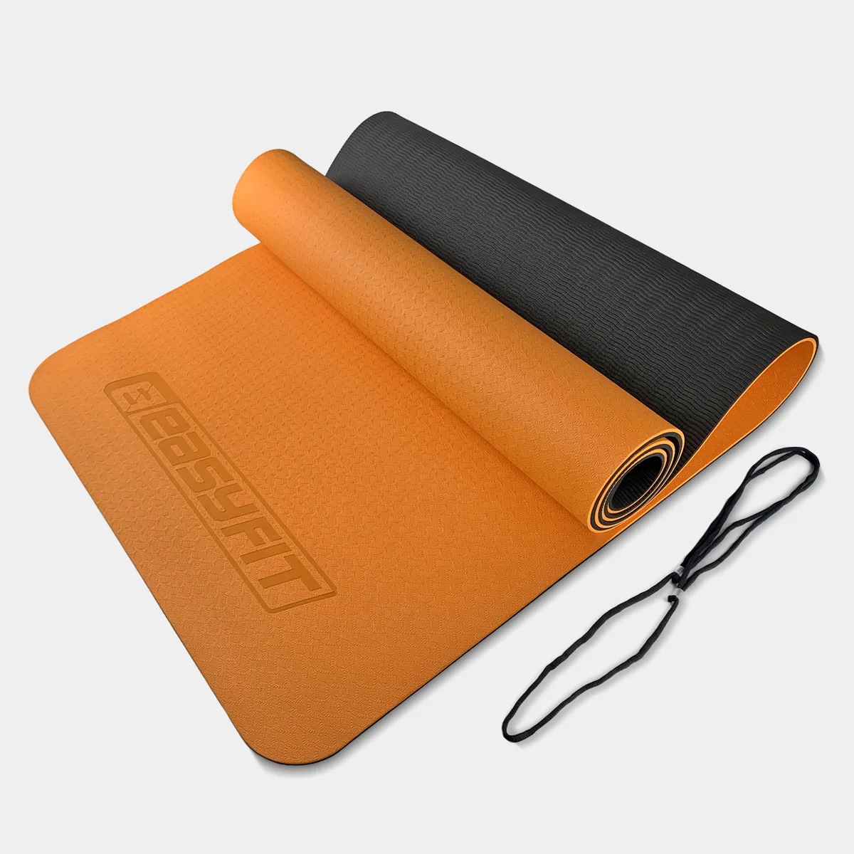Коврик для йоги EasyFit TPE 183х61 см оранжевий-чорний 6 мм