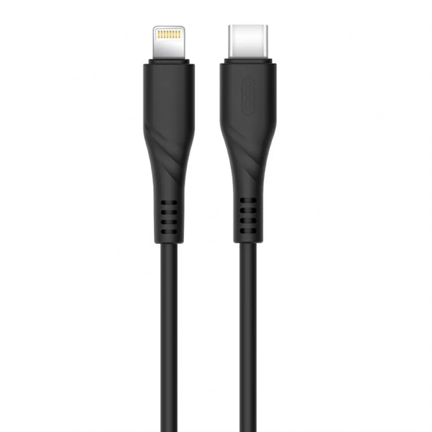 Кабель USB Type-C to Lightning XO 1м силіконовий чорний 2A Quick Charge Power Delivery