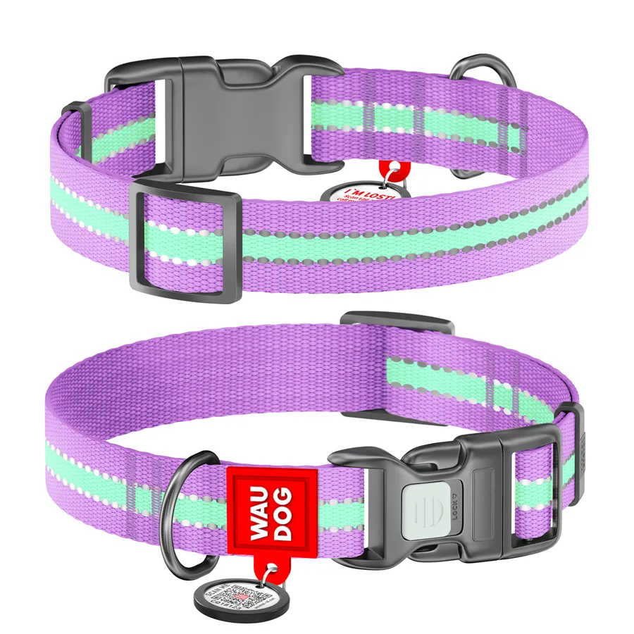Нашийник WAUDOG Nylon світловідбивний нейлоновий 15 мм 25-35 см фіолетовий