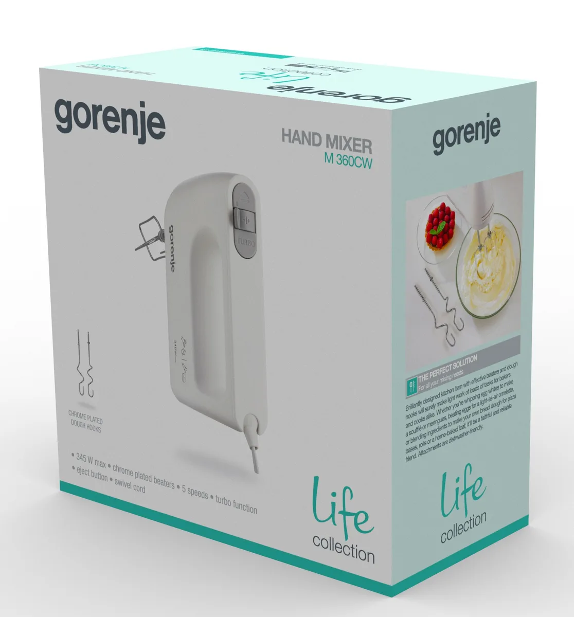 Ручной миксер Gorenje пластик 345Вт 5 скоростей белый