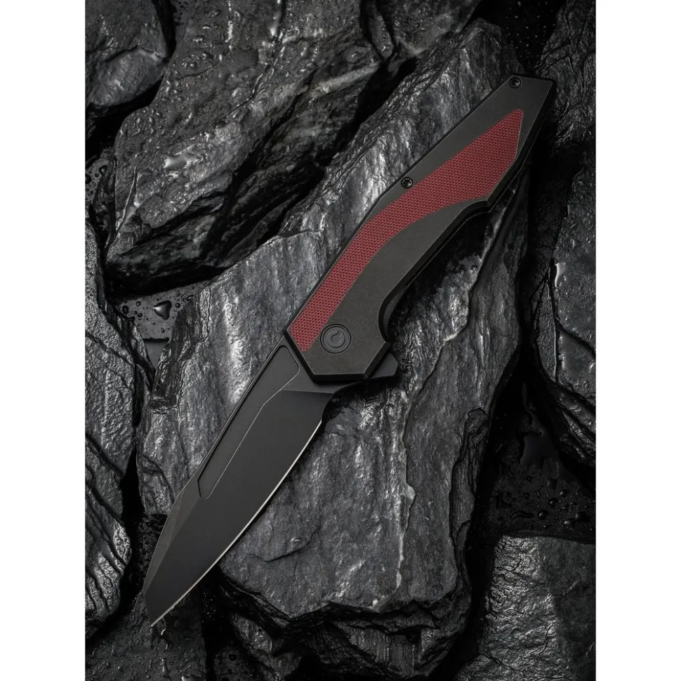 Складной нож Civivi 14C28N 93,9 мм G10 черный бордовый.