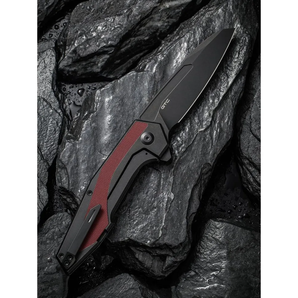 Складной нож Civivi 14C28N 93,9 мм G10 черный бордовый.
