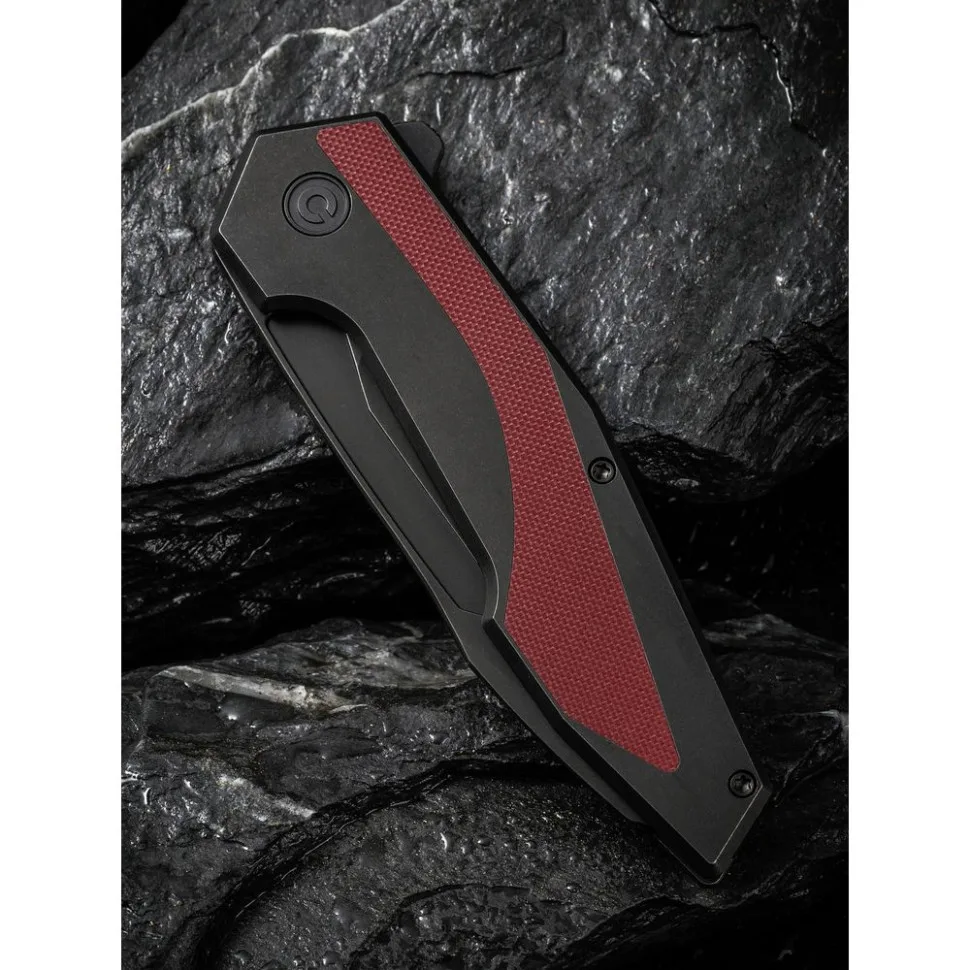 Складной нож Civivi 14C28N 93,9 мм G10 черный бордовый.