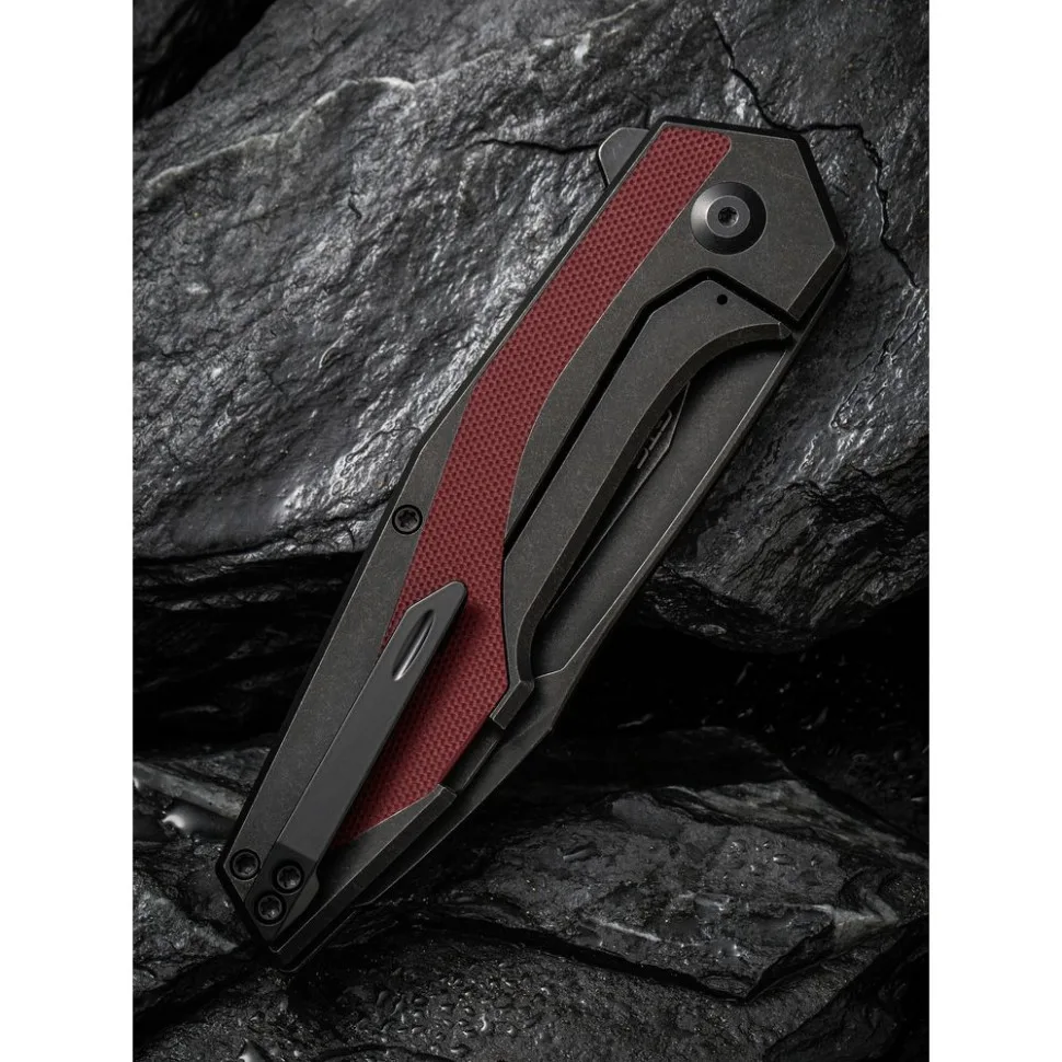 Складной нож Civivi 14C28N 93,9 мм G10 черный бордовый.