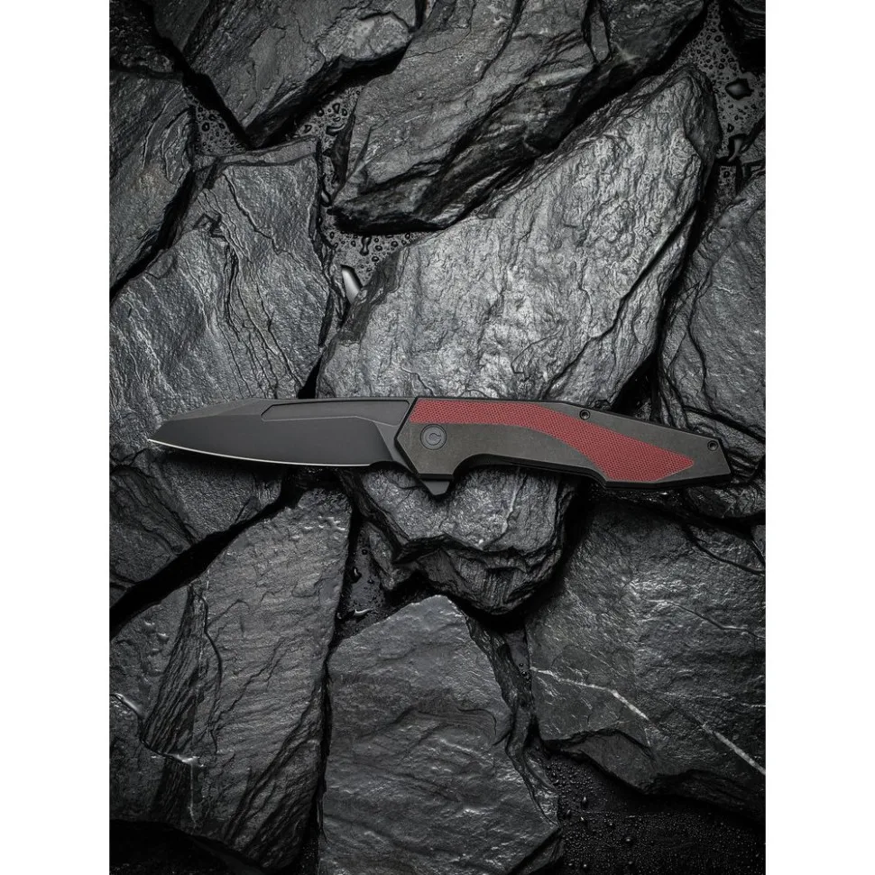 Складной нож Civivi 14C28N 93,9 мм G10 черный бордовый.