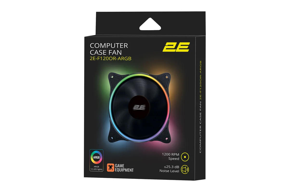 Корпусний вентилятор 2E Gaming чорний 120 мм ARGB 1200 об/хв 25.3 дБ