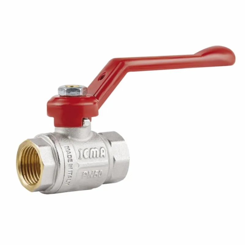 Кран кульовий ICMA 1/2" прямий латунний червоний важіль