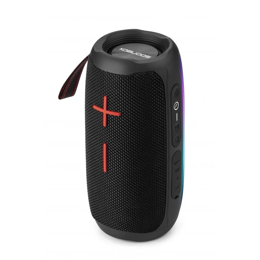 Портативна колонка Soonbox 20W чорна 2 динаміки Bluetooth 5.3 FM мікрофон підсвічування