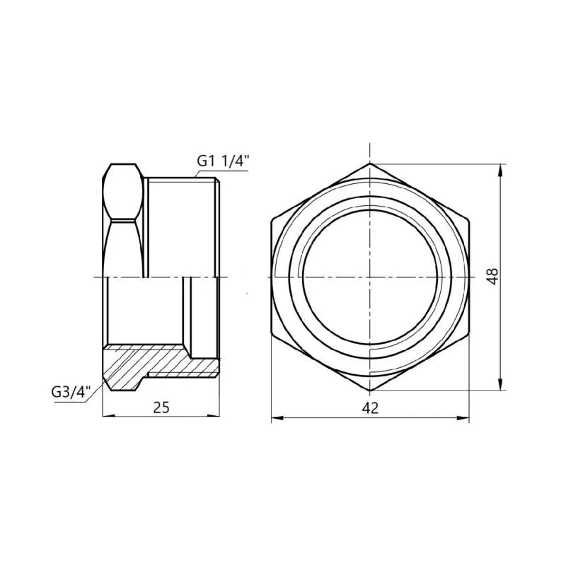 Футорка 1 1/4"x3/4" латунь нікельована Thermo Alliance Forte