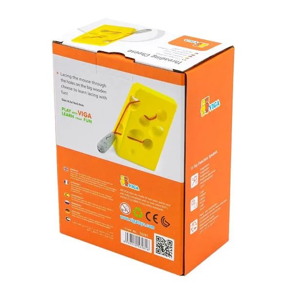 Дерев'яна шнурівка Viga Toys жовта 18х8х13 см