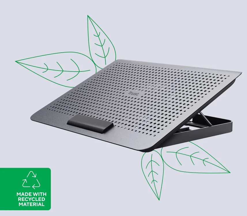Подставка для ноутбука Trust Exto ECO, до 16", 2xUSB-A, серый