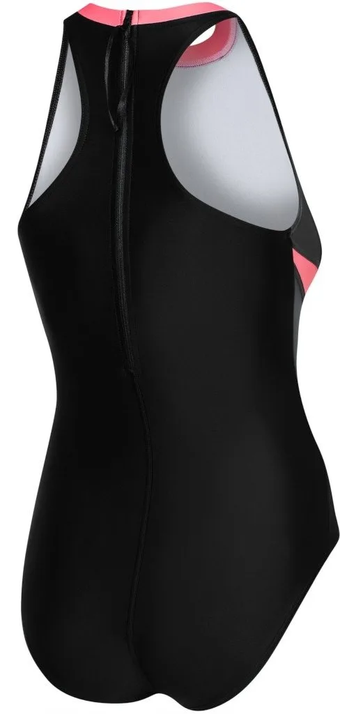 Купальник Aqua Speed поліамід 38 чорний сірий кораловий