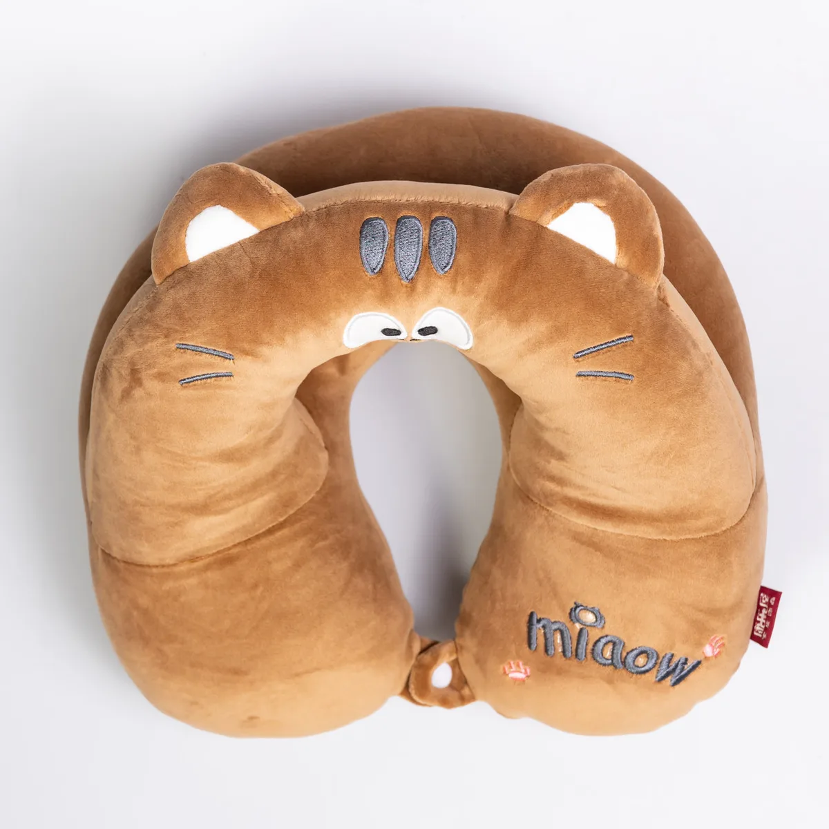 Подушка для шиї Miaow U-подібна 30х27х15 см велюр коричнева Memory Foam