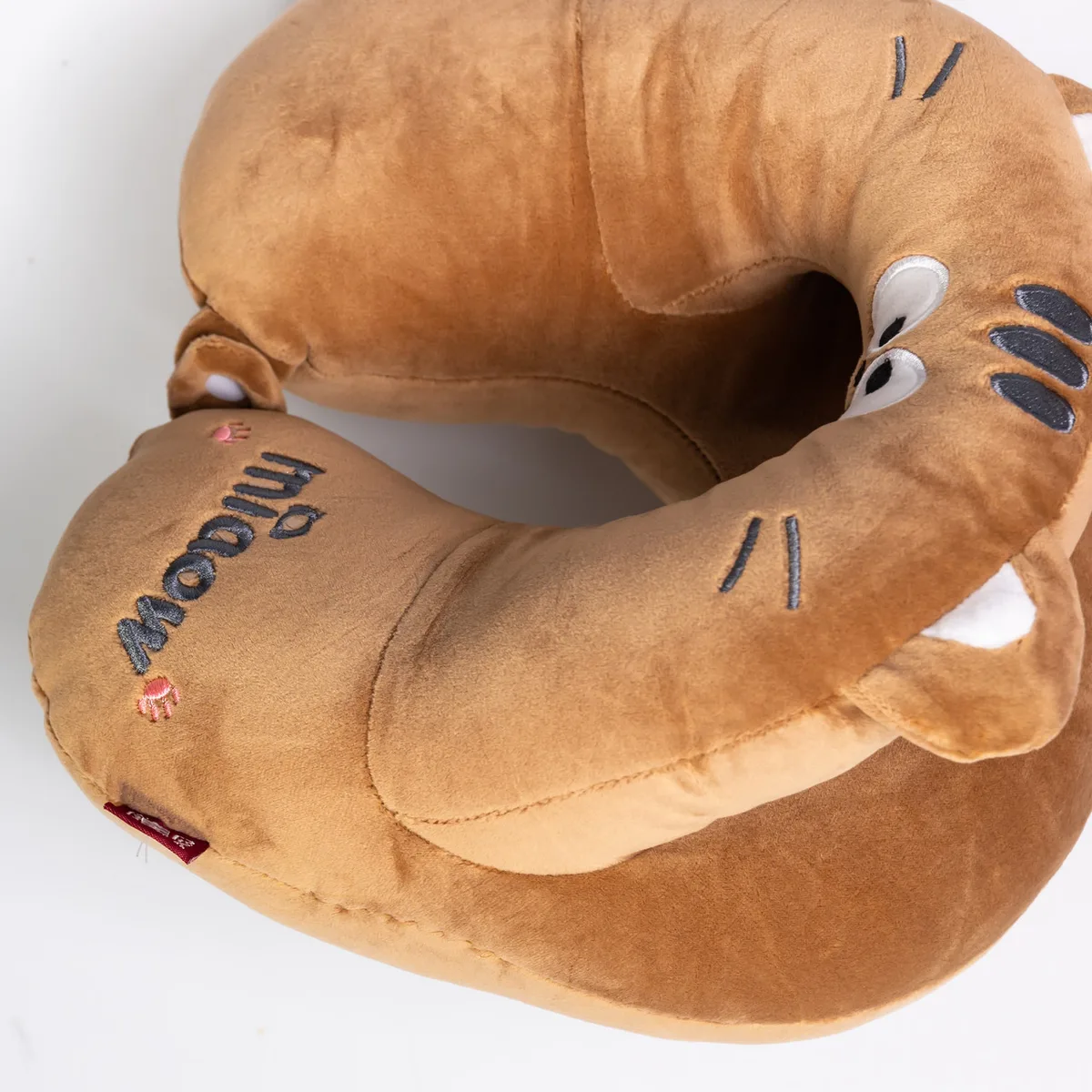 Подушка для шиї Miaow U-подібна 30х27х15 см велюр коричнева Memory Foam