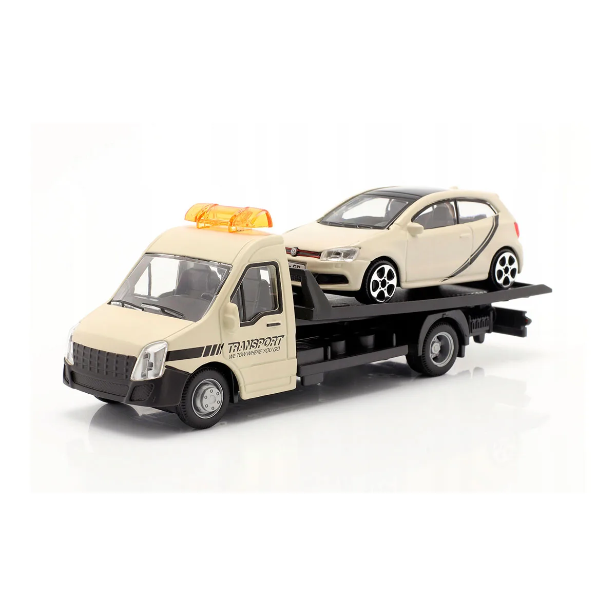 Игровой набор Bburago металл 1:43 серый Автоперевозчик с VW Polo GTI Mark 5