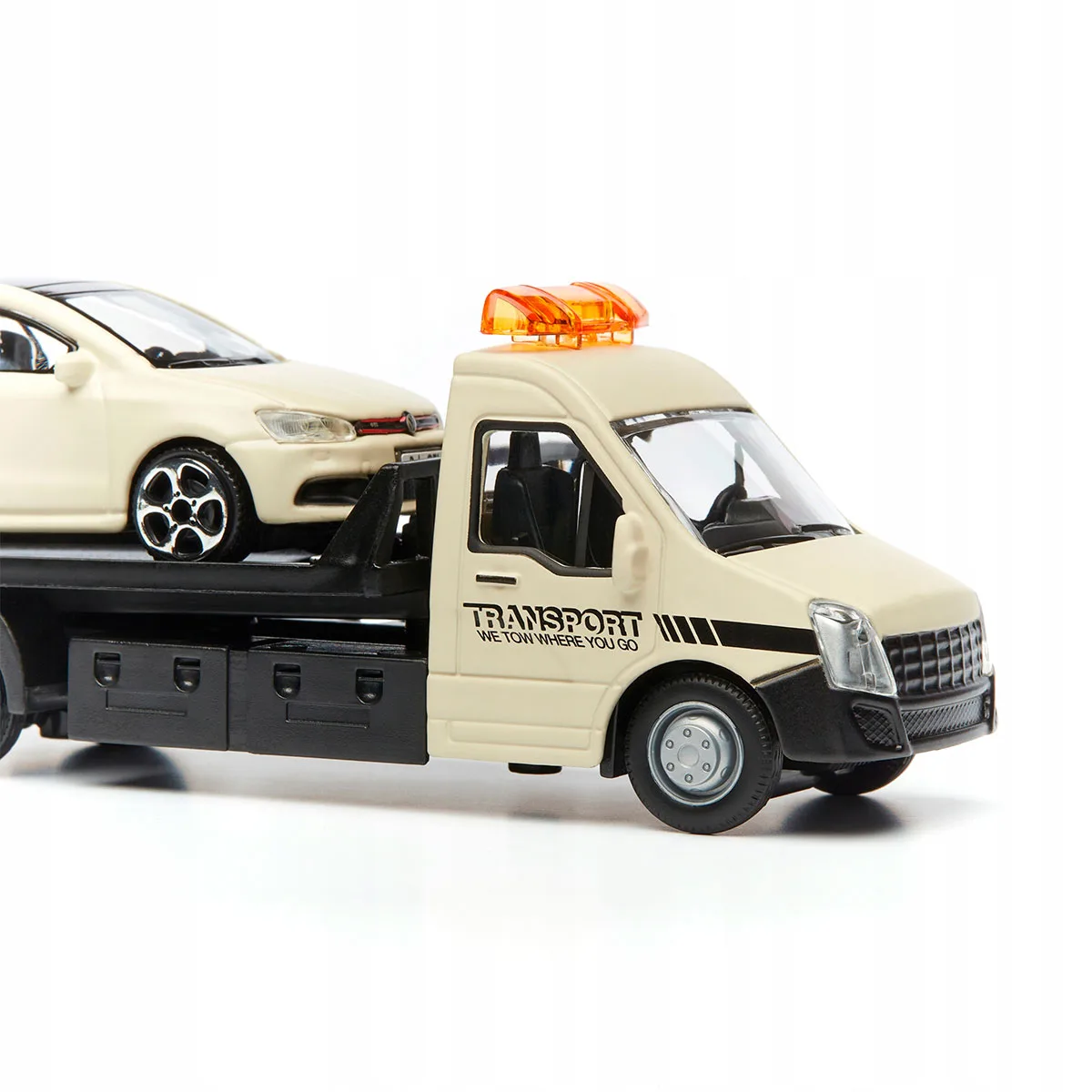 Игровой набор Bburago металл 1:43 серый Автоперевозчик с VW Polo GTI Mark 5