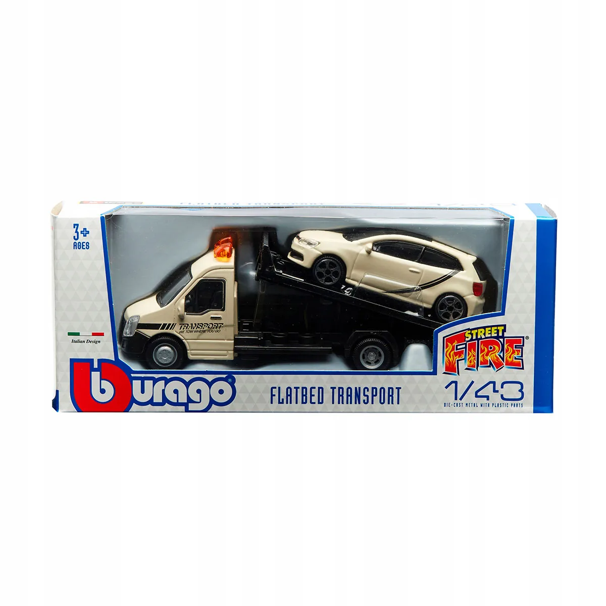 Игровой набор Bburago металл 1:43 серый Автоперевозчик с VW Polo GTI Mark 5