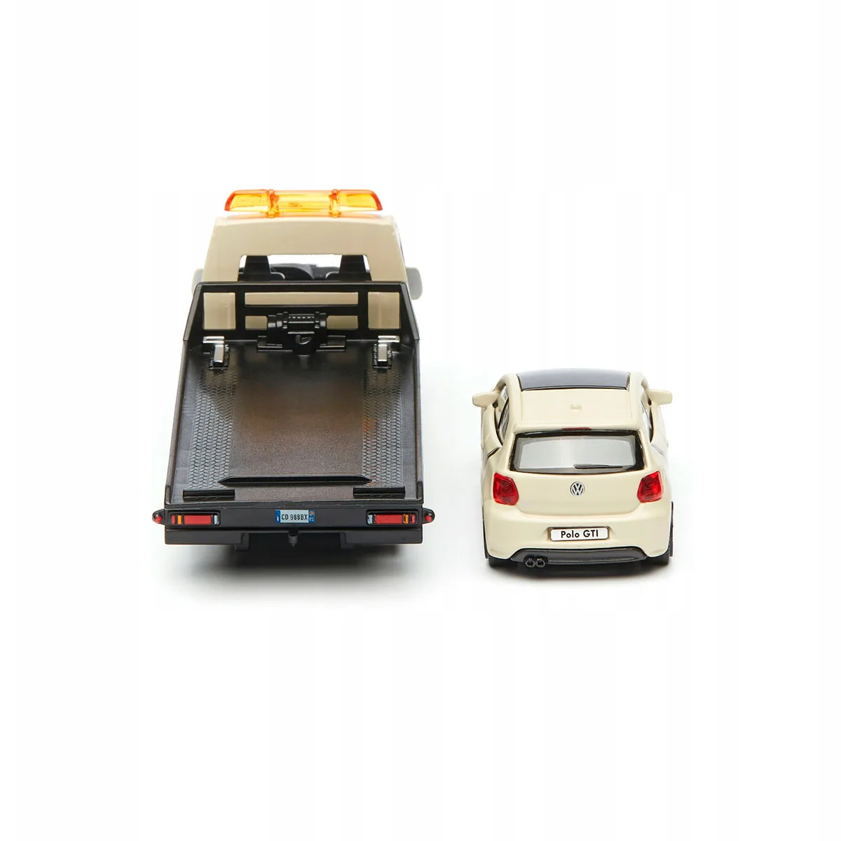 Игровой набор Bburago металл 1:43 серый Автоперевозчик с VW Polo GTI Mark 5