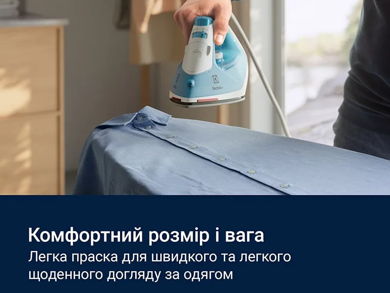 Утюг Electrolux, 2300Вт, 250мл, мощный паровой удар 110гр, керамическая подошва, сине-белого цвета