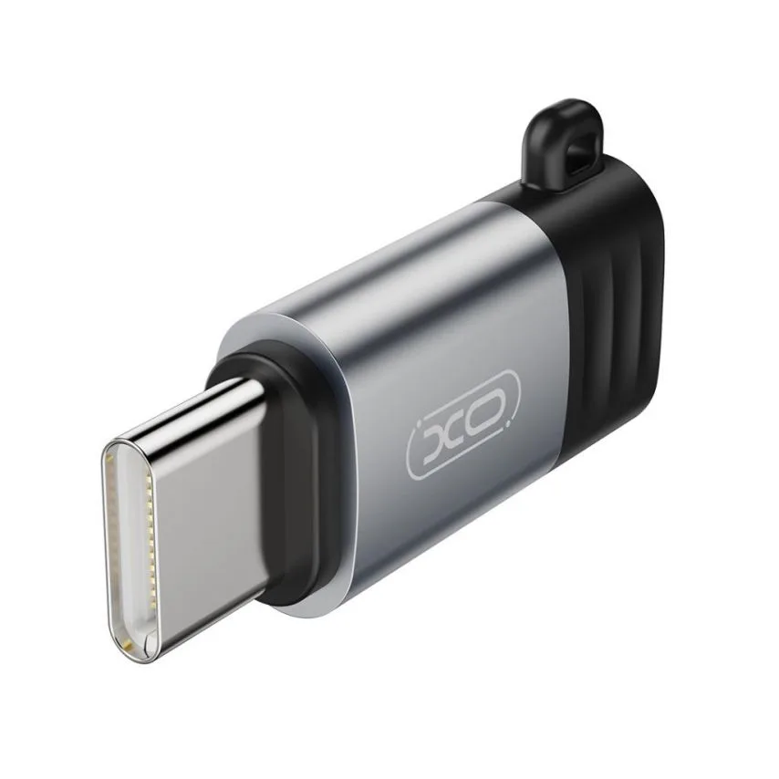 Перехідник XO металевий 28,2х13,8х6,8 мм срібний Lightning Type-C 27W Power Delivery