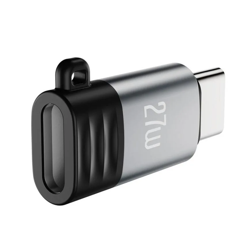 Перехідник XO металевий 28,2х13,8х6,8 мм срібний Lightning Type-C 27W Power Delivery