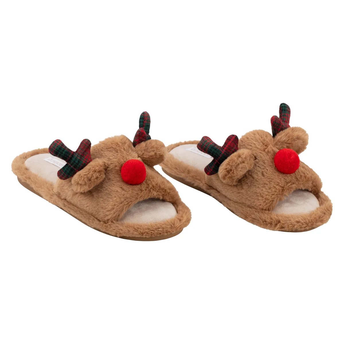 Домашні тапочки ARDESTO Christmas 36/37, 100% поліестер, підошва з гуми, коричневі.