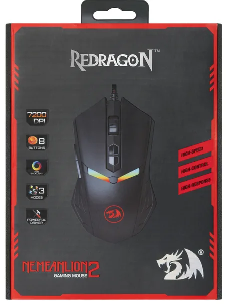 Геймерська миша Redragon оптична дротова велика чорна з RGB підсвічуванням 7 кнопок