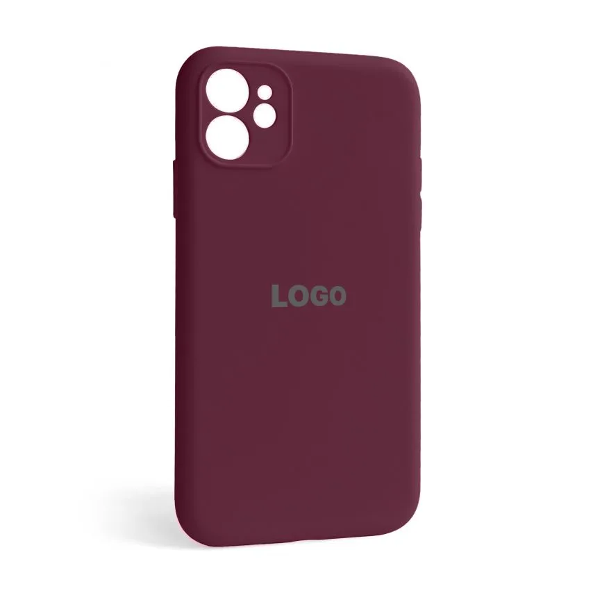Чохол Silicone Case для iPhone 12 силіконовий бордовий закрита камера