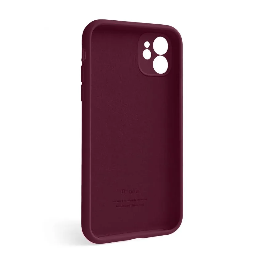 Чохол Silicone Case для iPhone 12 силіконовий бордовий закрита камера