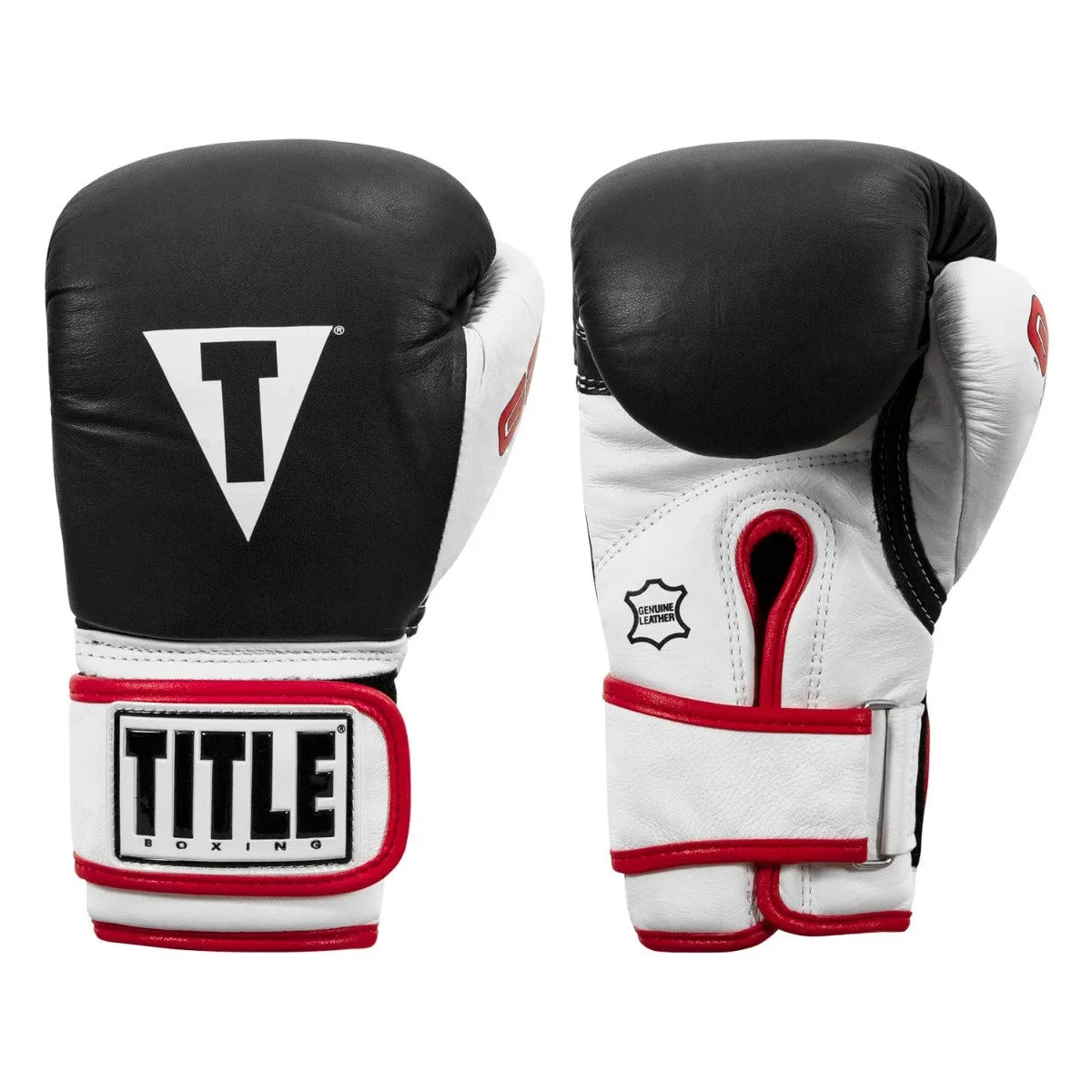 Боксерські рукавиці TITLE натуральна шкіра 14 oz чорні