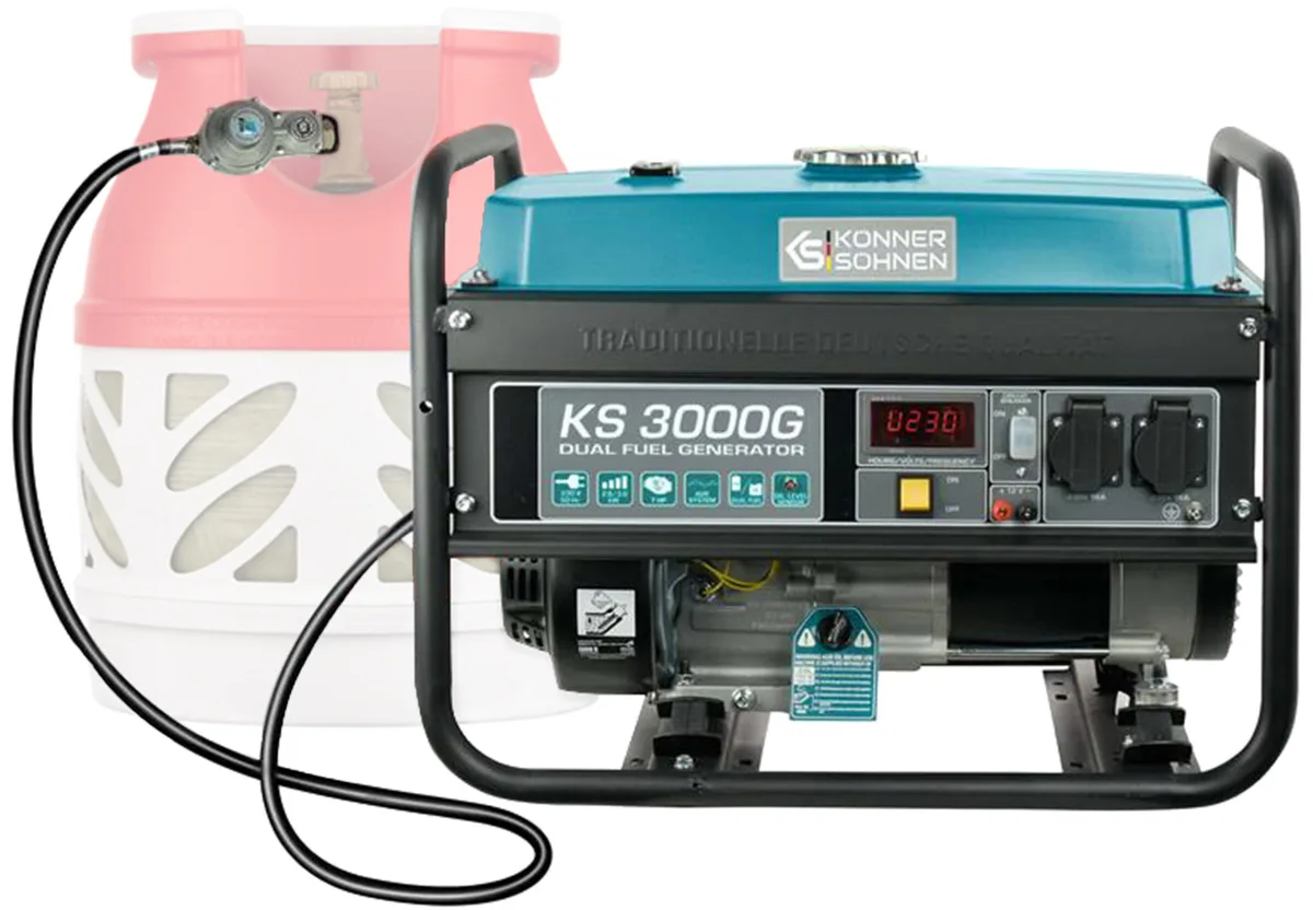 Генератор газобензиновий KonnerSohnen KS 3000G LPG, 230В, 3.0кВт, ручний запуск, вага 45.4кг.