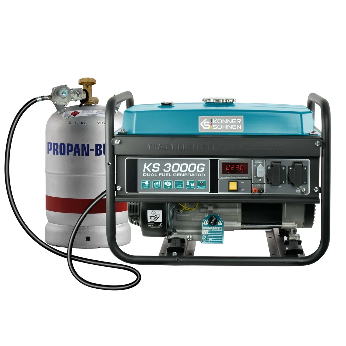 Генератор газобензиновый KonnerSohnen KS 3000G LPG, 230В, 30кВт, ручной запуск, вес 454кг