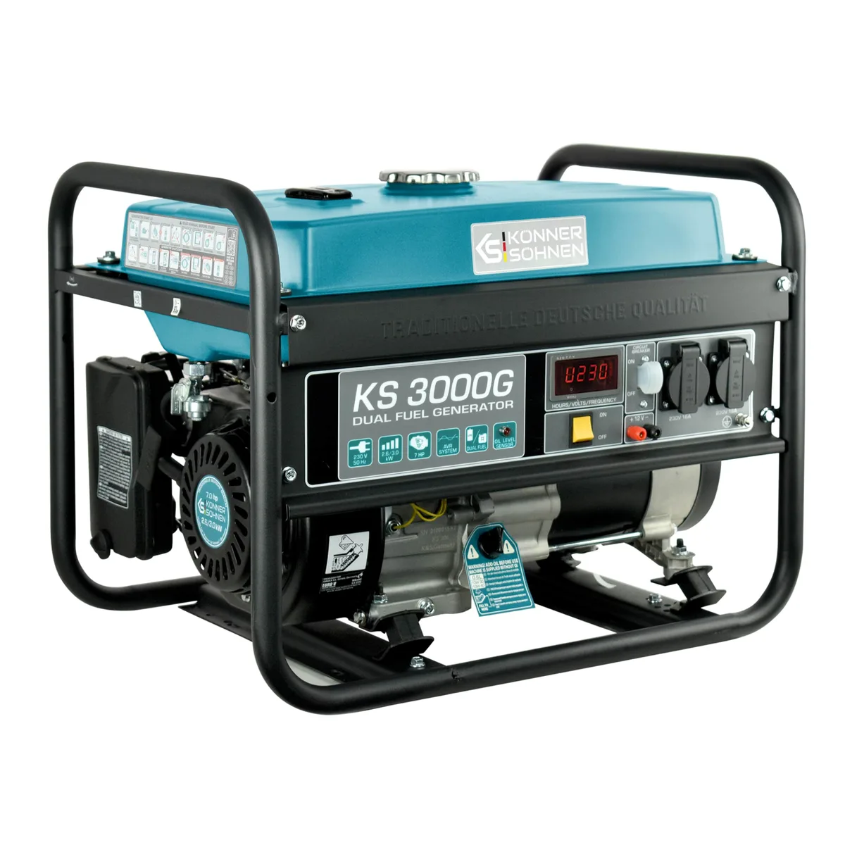 Генератор газобензиновый KonnerSohnen KS 3000G LPG, 230В, 30кВт, ручной запуск, вес 454кг