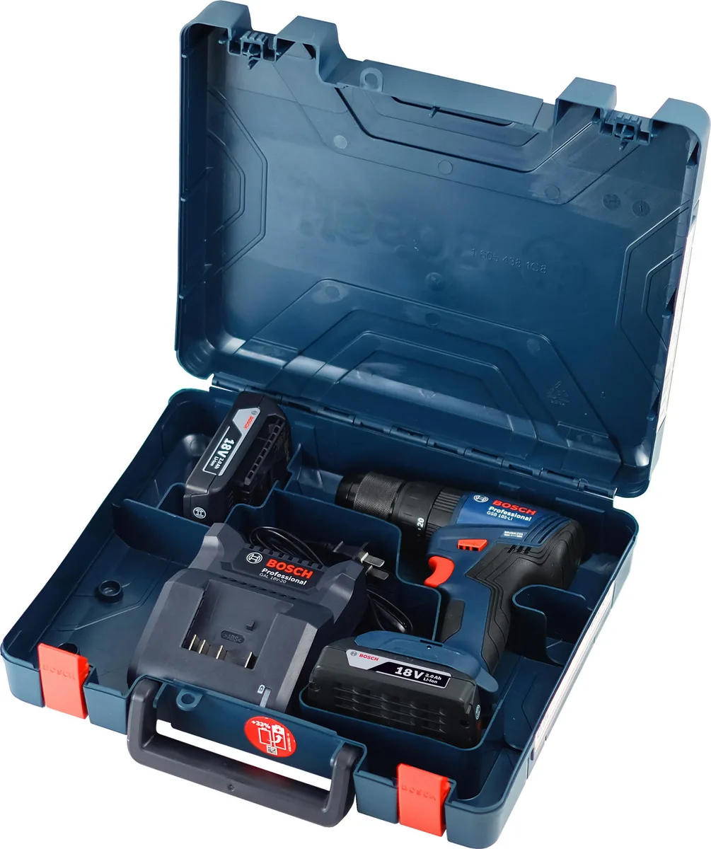 Акумуляторний ударний дриль-шуруповерт Bosch Professional 18В 2х2А год 50Нм 1900об хв чорний