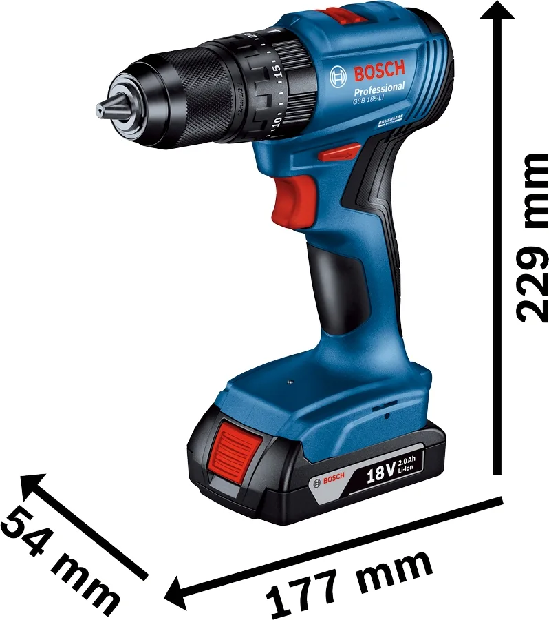Акумуляторний ударний дриль-шуруповерт Bosch Professional 18В 2х2А год 50Нм 1900об хв чорний