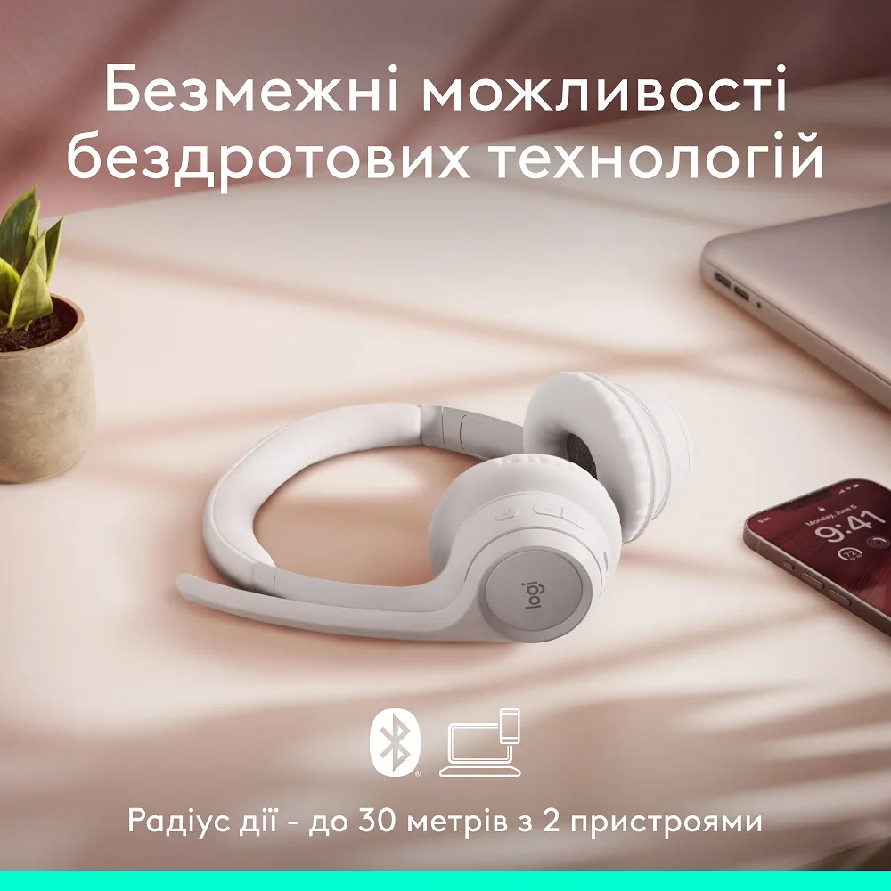 Гарнітура Logitech Бездротова Пластикова Повнорозмірна Біла