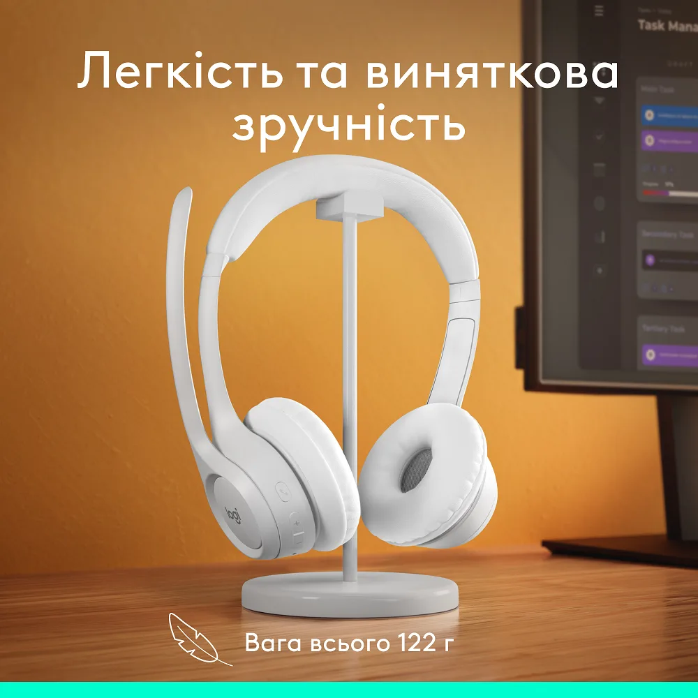 Гарнітура Logitech Бездротова Пластикова Повнорозмірна Біла