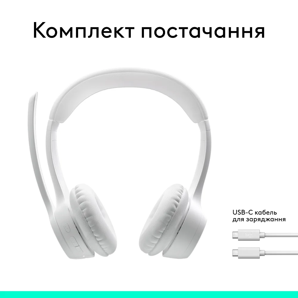 Гарнітура Logitech Бездротова Пластикова Повнорозмірна Біла