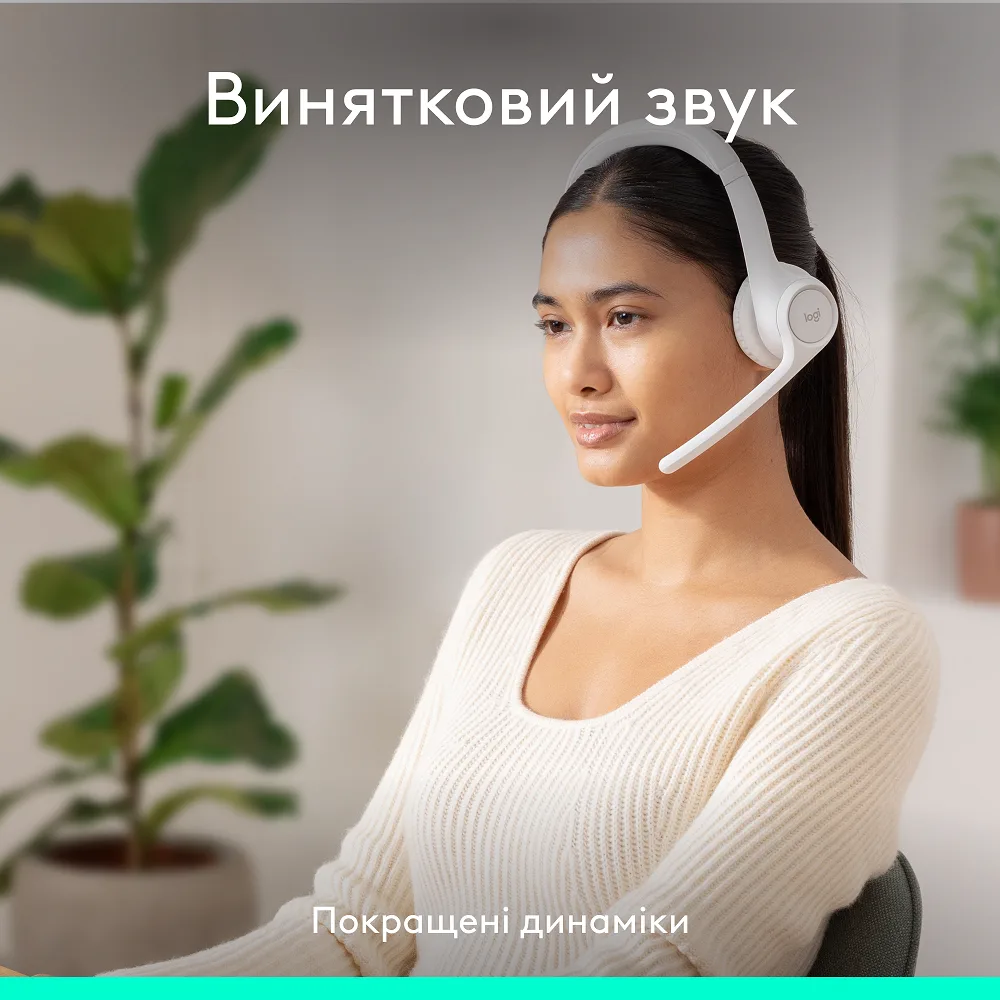 Гарнітура Logitech Бездротова Пластикова Повнорозмірна Біла