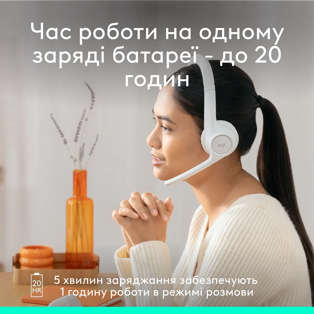 Гарнітура Logitech Бездротова Пластикова Повнорозмірна Біла